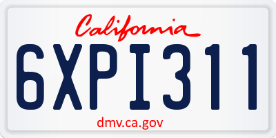 CA license plate 6XPI311