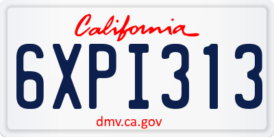 CA license plate 6XPI313