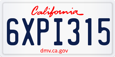 CA license plate 6XPI315