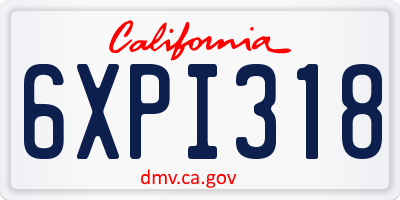 CA license plate 6XPI318