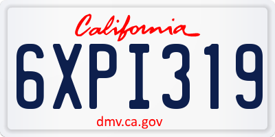 CA license plate 6XPI319