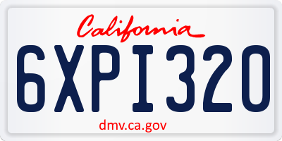 CA license plate 6XPI320