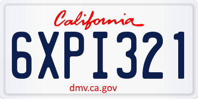 CA license plate 6XPI321
