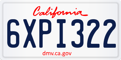 CA license plate 6XPI322