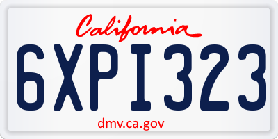 CA license plate 6XPI323