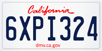CA license plate 6XPI324