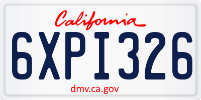 CA license plate 6XPI326
