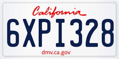 CA license plate 6XPI328