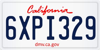 CA license plate 6XPI329