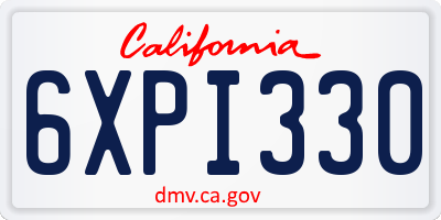 CA license plate 6XPI330