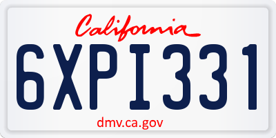 CA license plate 6XPI331