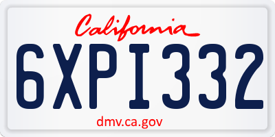 CA license plate 6XPI332