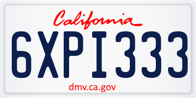 CA license plate 6XPI333