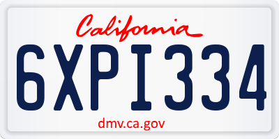 CA license plate 6XPI334