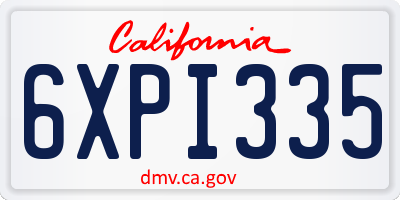 CA license plate 6XPI335