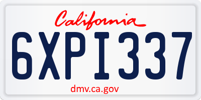 CA license plate 6XPI337