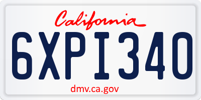 CA license plate 6XPI340