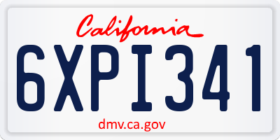 CA license plate 6XPI341