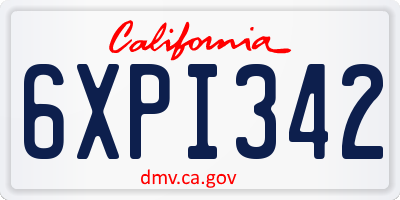 CA license plate 6XPI342