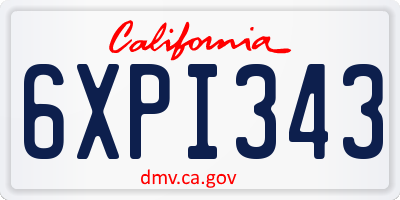 CA license plate 6XPI343