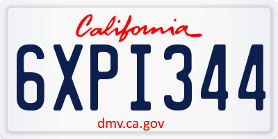 CA license plate 6XPI344