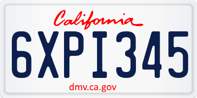 CA license plate 6XPI345