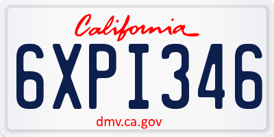 CA license plate 6XPI346