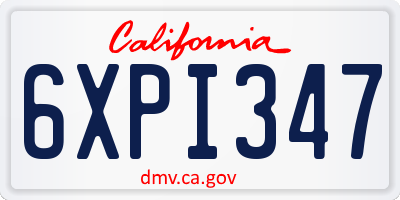 CA license plate 6XPI347