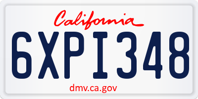 CA license plate 6XPI348