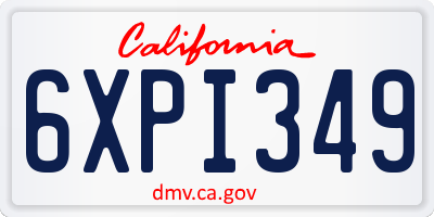 CA license plate 6XPI349