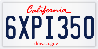 CA license plate 6XPI350