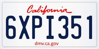 CA license plate 6XPI351
