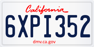 CA license plate 6XPI352