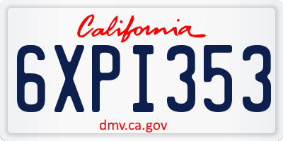 CA license plate 6XPI353