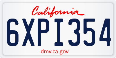 CA license plate 6XPI354