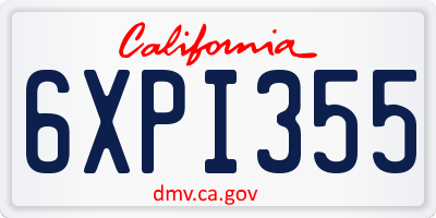 CA license plate 6XPI355
