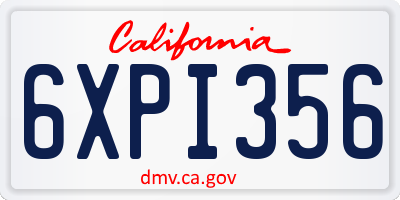 CA license plate 6XPI356