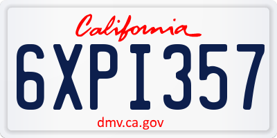 CA license plate 6XPI357