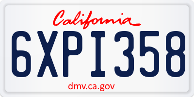 CA license plate 6XPI358