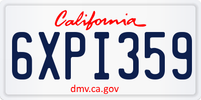 CA license plate 6XPI359