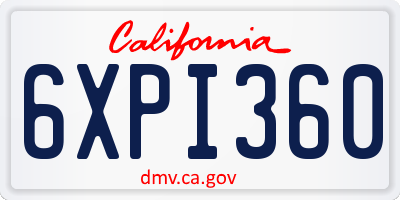 CA license plate 6XPI360
