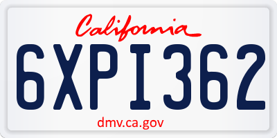 CA license plate 6XPI362