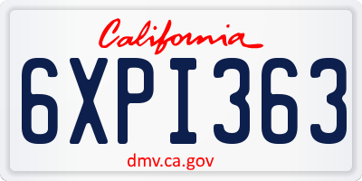 CA license plate 6XPI363