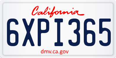 CA license plate 6XPI365