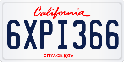 CA license plate 6XPI366