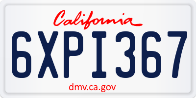 CA license plate 6XPI367
