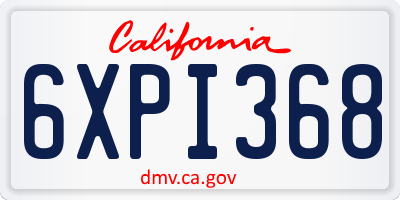 CA license plate 6XPI368