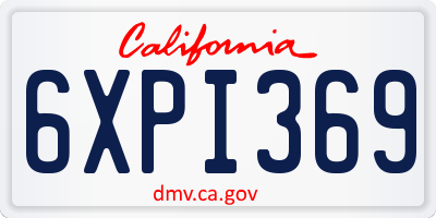 CA license plate 6XPI369