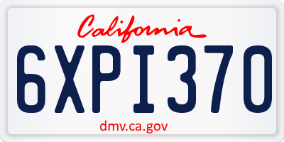 CA license plate 6XPI370