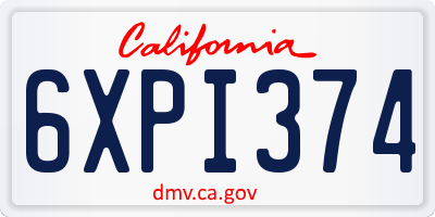 CA license plate 6XPI374